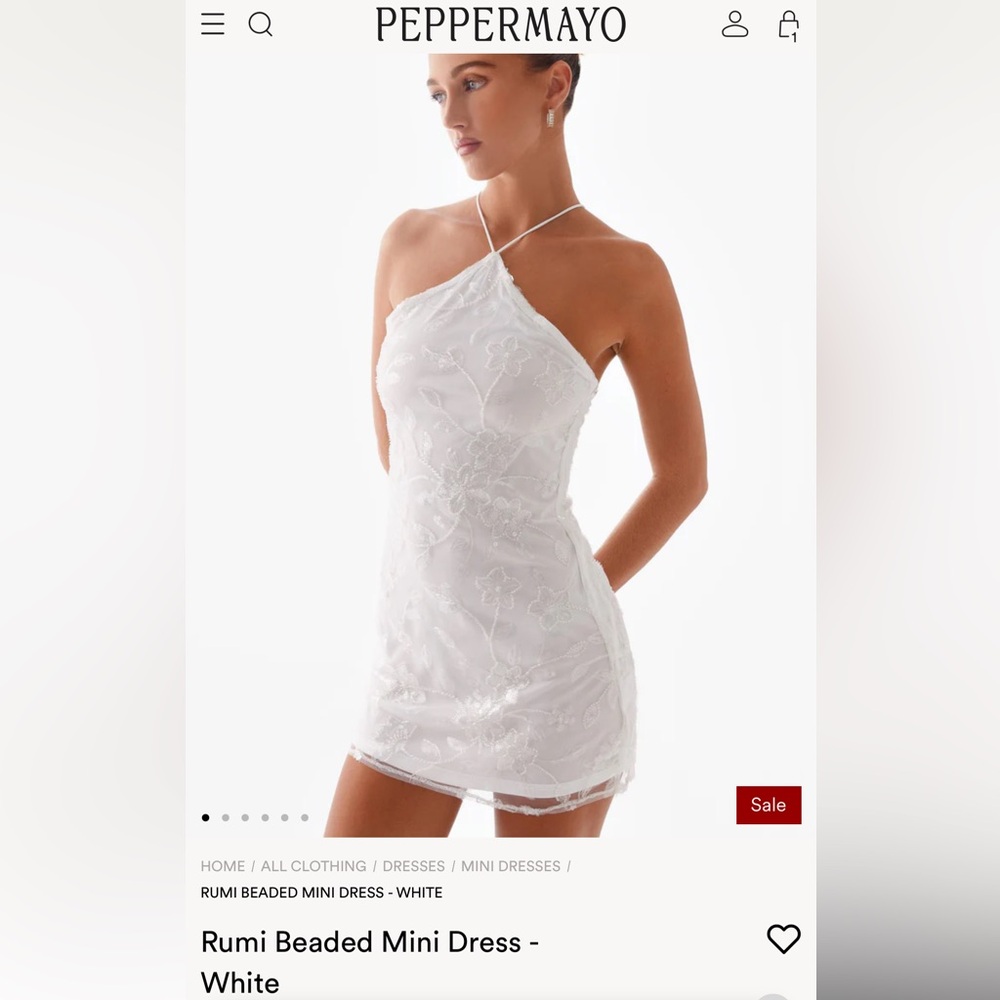 Peppermayo White Halter Beaded Mini Dress - NWT